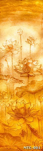 Tranh in trúc chỉ phòng thờ  hoa sen tranh đứng MTC-001